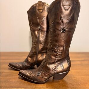 BCBGirls Metallic Bronze Western Heeled Boots